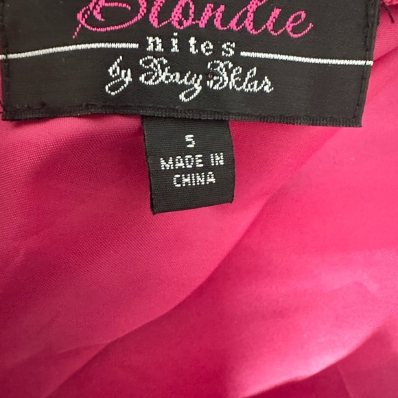Blondie Nites strapless empire fuchsia chiffon dress size junior 5 - Picture 12 of 12